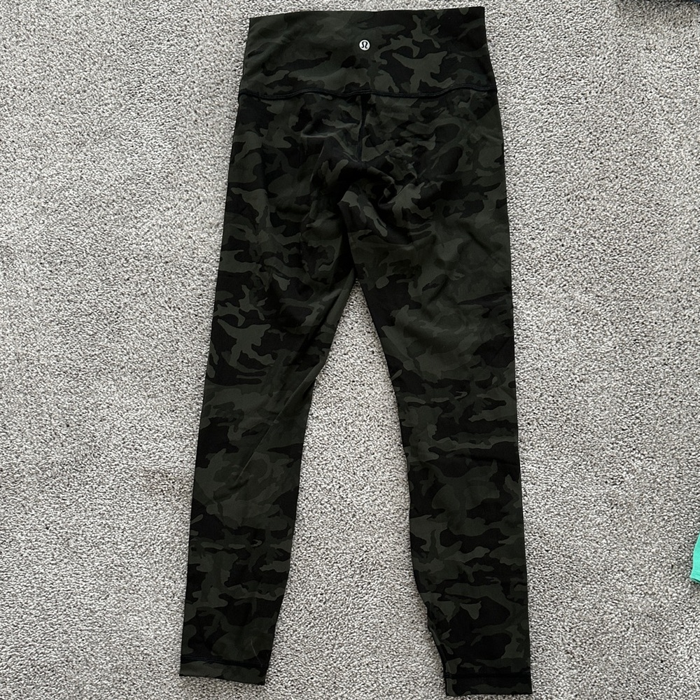 lululemon Camo Wunder Leggings - Black and Green 6